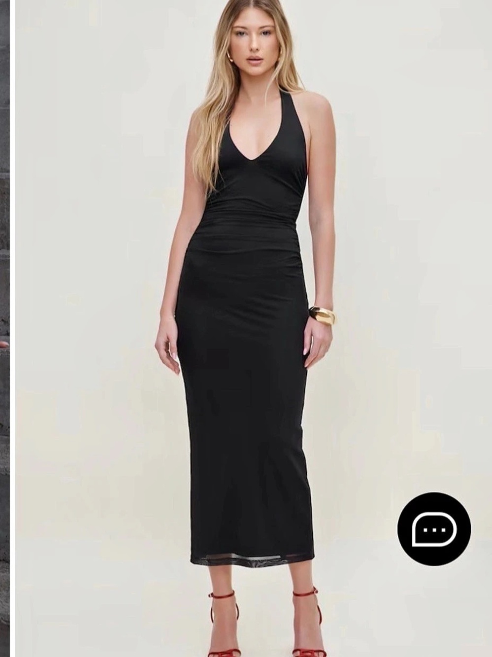 Dynamite Reia Halter Neck Knit Midi Dress Black - new